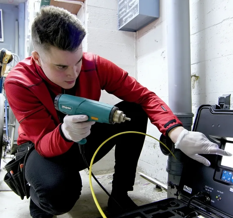 Rörinspektion med kamera – VVStrygg specialist inspekterar avloppsrör